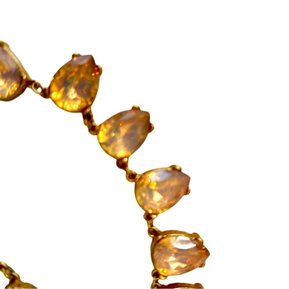 NWT Lola teardrop faceted blush crystal Necklace champagne gold-tone chain - Picture 4 of 7